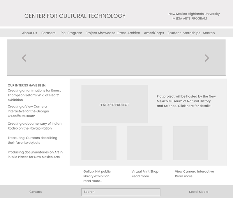  Center for Cultural Technology wireframe 
