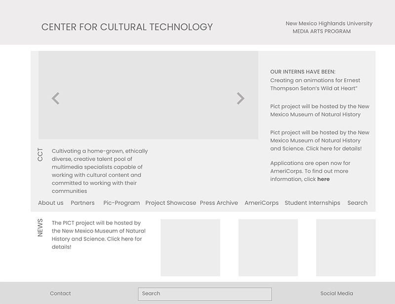  Center for Cultural Technology wireframe 