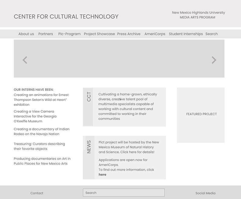  Center for Cultural Technology wireframe 