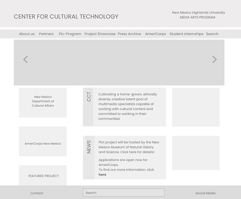  Center for Cultural Technology wireframe 